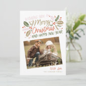 Vintag Holly Tilted Snapshot Foto Weihnachten (Stehend Vorderseite)