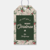 Vintag Holly und Berries Frohe Weihnachten Geschenkanhänger (Vorderseite)