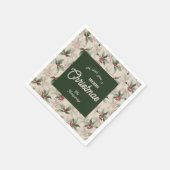 Vintag Holly und Berries Frohe Weihnachten Serviette (Ecke)