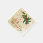 Vintag Holly und fröhliches Weihnachtsbuch Napkin Serviette (Ecke)