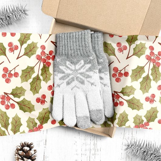 Vintag Holly Watercolor Seidenpapier