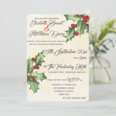 Vintag Holly Wedding Einladung (Stehend Vorderseite)