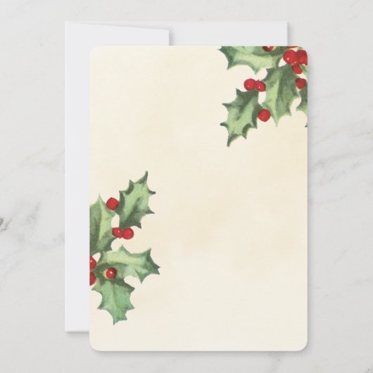 Vintag Holly Wedding Einladung (Rückseite)