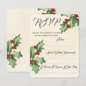 Vintag Holly Wedding RSVP Karte (Vorne/Hinten)