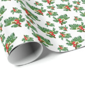 Vintag Holly Wrapping Paper Geschenkpapier (Rolleneckpunkt)