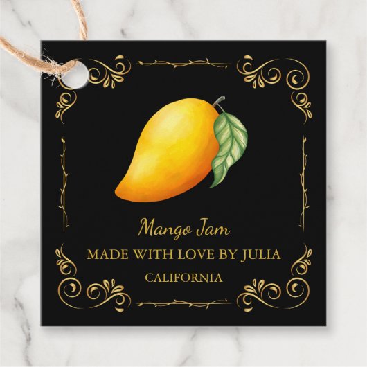 Vintag Homemade Mango Jam Square Hang Tag Geschenkanhänger (Vorderseite)