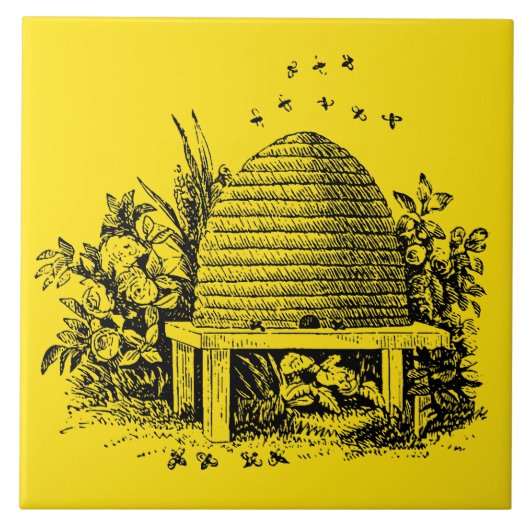 Vintag Honey Bee Apiary Beehive Keramik Tile Fliese (Vorderseite)