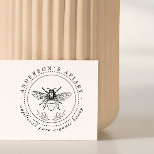 Vintag Honey Bee Family Apiary Elegant Gummistempel