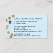 Vintag Honey Bee Honeycomb Apiary Blue Visitenkarte (Rückseite)