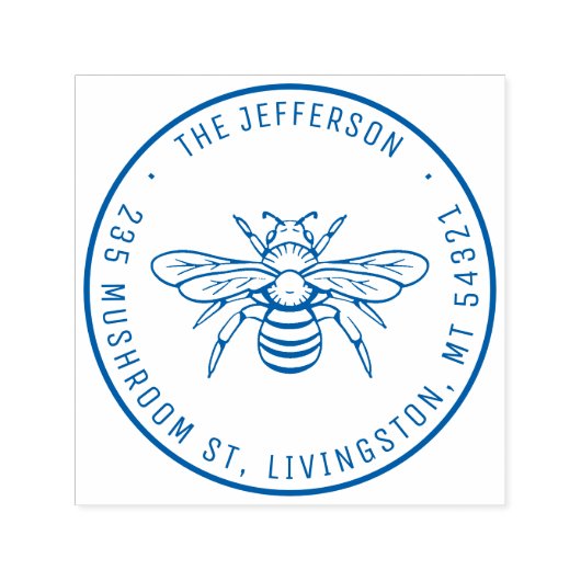 Vintag Honey Bee Individuelle Name Rücksendeadress Permastempel (Design)