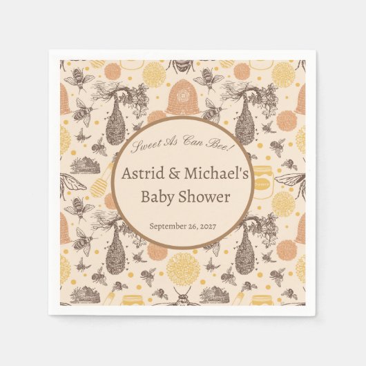 Vintag Honey Bumblebee Baby Dusche Serviette (Vorderseite)