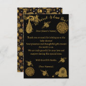 Vintag Honey Bumblebee Black Baby Shower Dankeskarte (Vorne/Hinten)