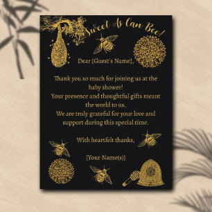 Vintag Honey Bumblebee Black Baby Shower Postkarte