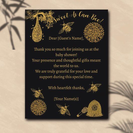 Vintag Honey Bumblebee Black Baby Shower Postkarte