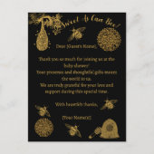 Vintag Honey Bumblebee Black Baby Shower Postkarte (Vorderseite)