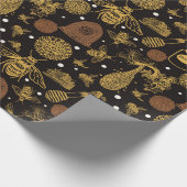 Vintag Honey Bumblebee Black Geschenkpapier (Ecke)