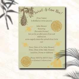 Vintag Honey Bumblebee Sage Baby Dusche Einladungspostkarte