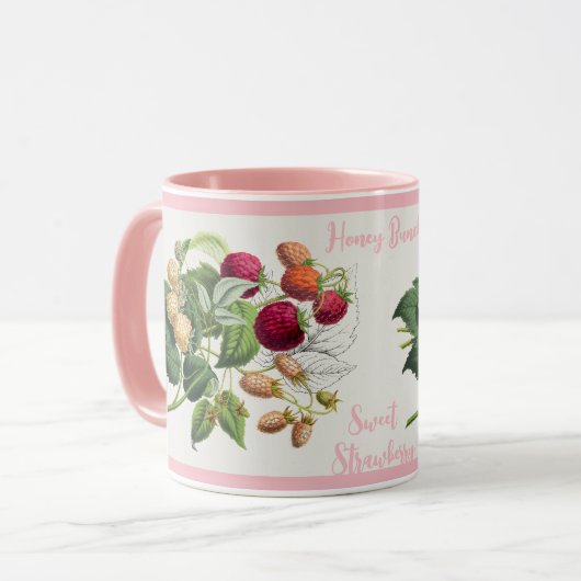 Vintag Honey Bunch Sweet Strawberry Personalisiert Tasse (Vorderseite Links)