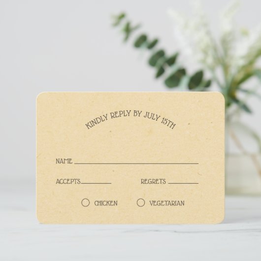 Vintag Honeybee Wedding RSVP (Stehend Vorderseite)