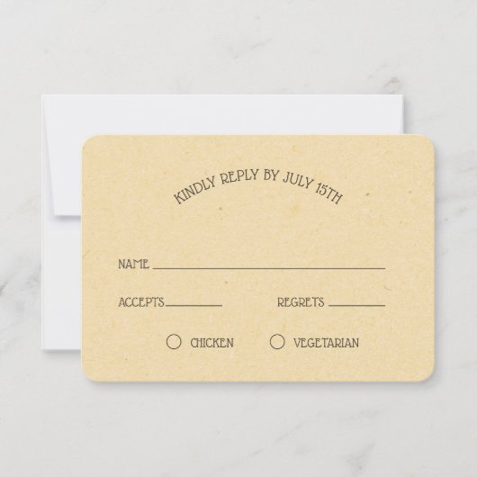 Vintag Honeybee Wedding RSVP Karte (Vorderseite)