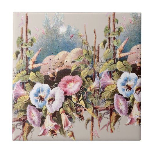 Vintag HoneyBienenBlumengarten Pastelle | Fliese (Vorderseite)