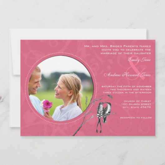 Vintag HoneySuckle Hummingbird Wedite Einladung (Vorderseite)