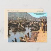 Vintag, Hong Kong Bumboats im Hafen Postkarte (Vorne/Hinten)