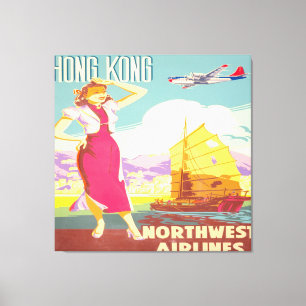 Vintag Hongkong - Nordwest Airlines Leinwanddruck