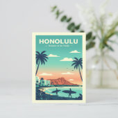 Vintag Honolulu Hawaii Postkarte (Stehend Vorderseite)