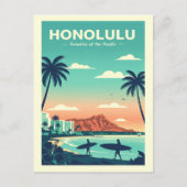 Vintag Honolulu Hawaii Postkarte (Vorderseite)