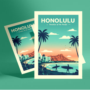 Vintag Honolulu Hawaii Postkarte