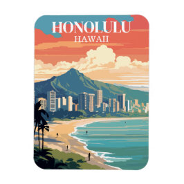 Vintag Honolulu Hawaii ReiseSouvenir Magnet