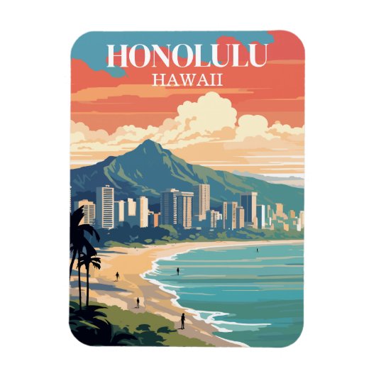 Vintag Honolulu Hawaii ReiseSouvenir Magnet (Vertikal)