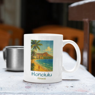 Vintag Honolulu Hawaii Waikiki Beach Kaffeetasse