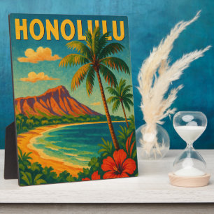 Vintag Honolulu Oahu Hawaii Beach Hawaii Reise Fotoplatte