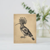 Vintag Hoopoe Bird Postkarte (Stehend Vorderseite)