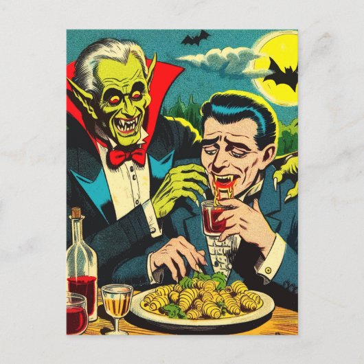 Vintag Horror Vampire Comicen Postkarte (Vorderseite)