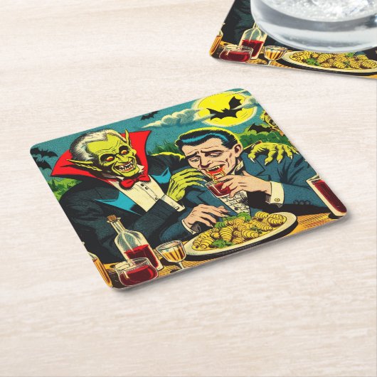 Vintag Horror Vampire Comicen Rechteckiger Pappuntersetzer (angewinkelt)