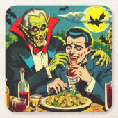 Vintag Horror Vampire Comicen Rechteckiger Pappuntersetzer (Vorderseite)
