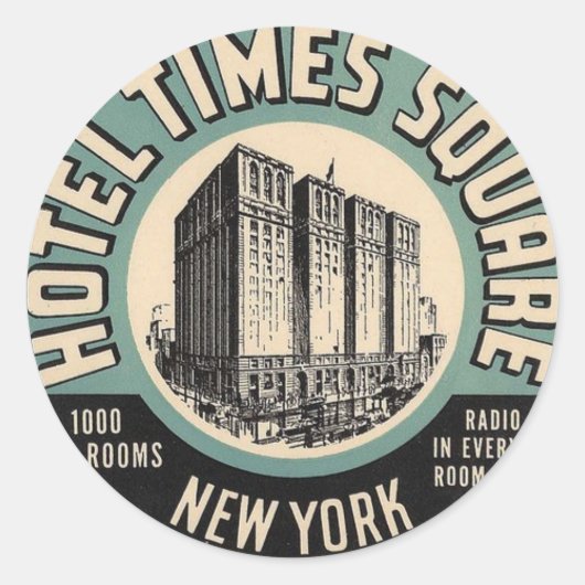 Vintag Hotel New York Times Square Sticker (Vorderseite)