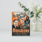 Vintag Houdini Magic Poster Postkarte (Stehend Vorderseite)