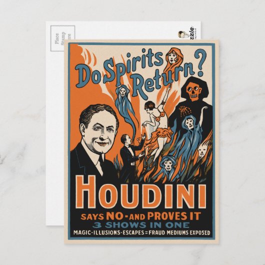 Vintag Houdini Magic Poster Postkarte (Vorne/Hinten)