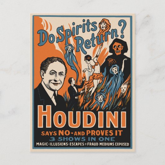 Vintag Houdini Magic Poster Postkarte (Vorderseite)