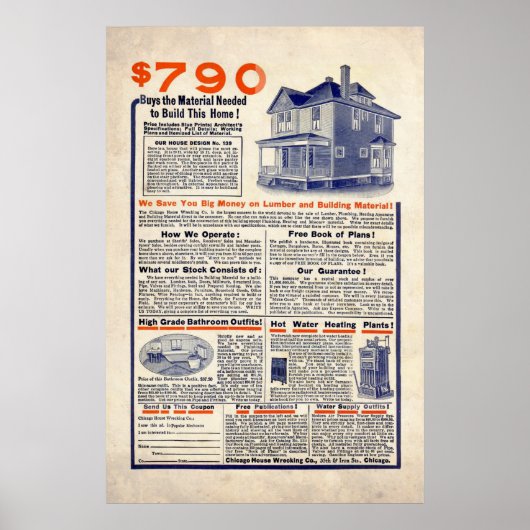 Vintag House Gebäude Ad von 1909 Poster (Vorne)