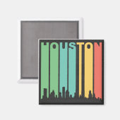 Vintag Houston Cityscape Magnet (Vorderseite/Rückseite)