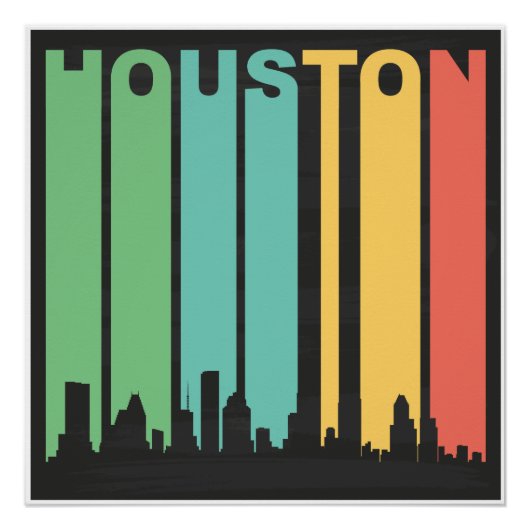 Vintag Houston Cityscape Poster (Vorderseite)