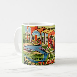 Vintag Houston Texas Postcard Kaffeetasse
