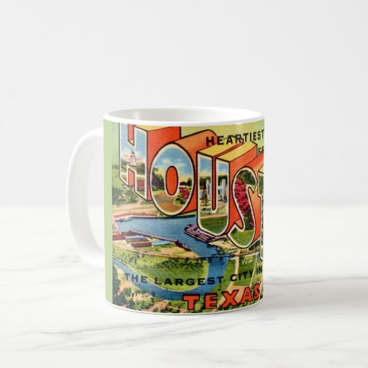 Vintag Houston Texas Postcard Kaffeetasse (Vorderseite Links)