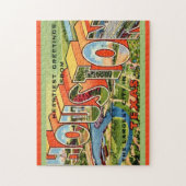 Vintag Houston Texas Postcard Puzzle (Vertikal)