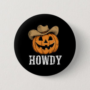 Vintag Howdy Pumpkin Cowboy Western Button